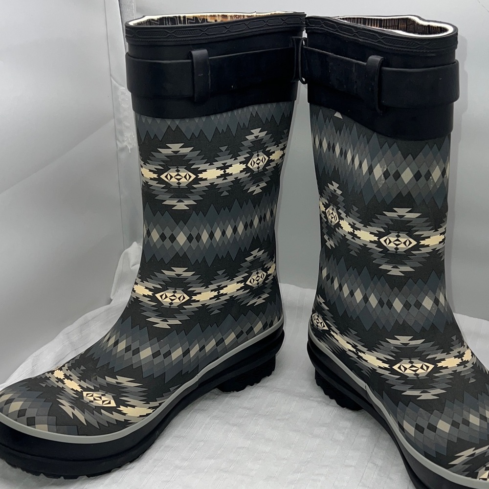 Pendleton Black & Gray Geometric Pattern Rain Boo… - image 13